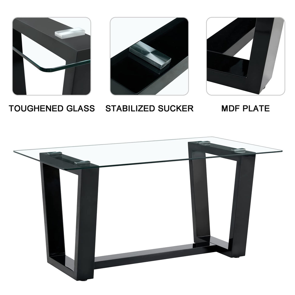 Dining Table Set for 6, Glass Dining Room Table with 6 Chairs