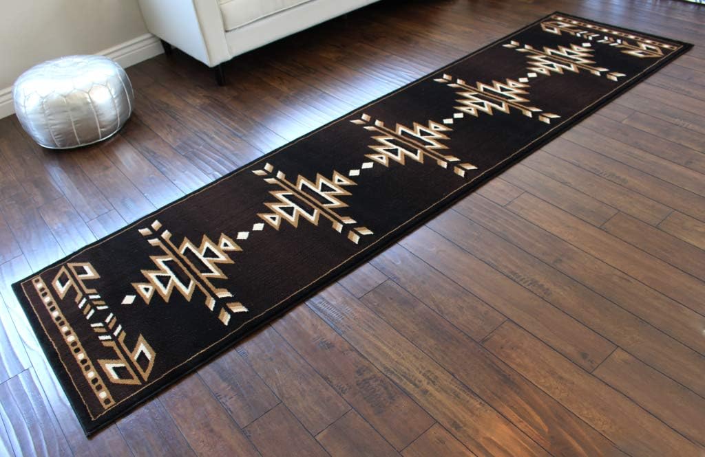 Southwest Native American Area Rug in Brown, Black, Beige & Ivory