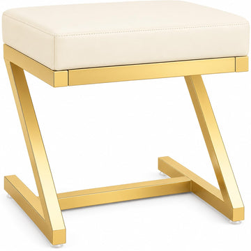 Makeup Vanity Stool Chair - Small Backless Leather Ottoman Bench Gold