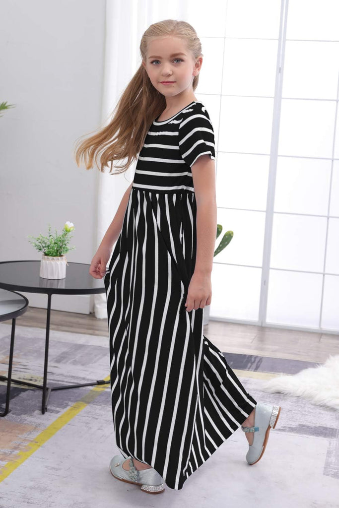 Girls Modest Casual Maxi Dress with Pockets