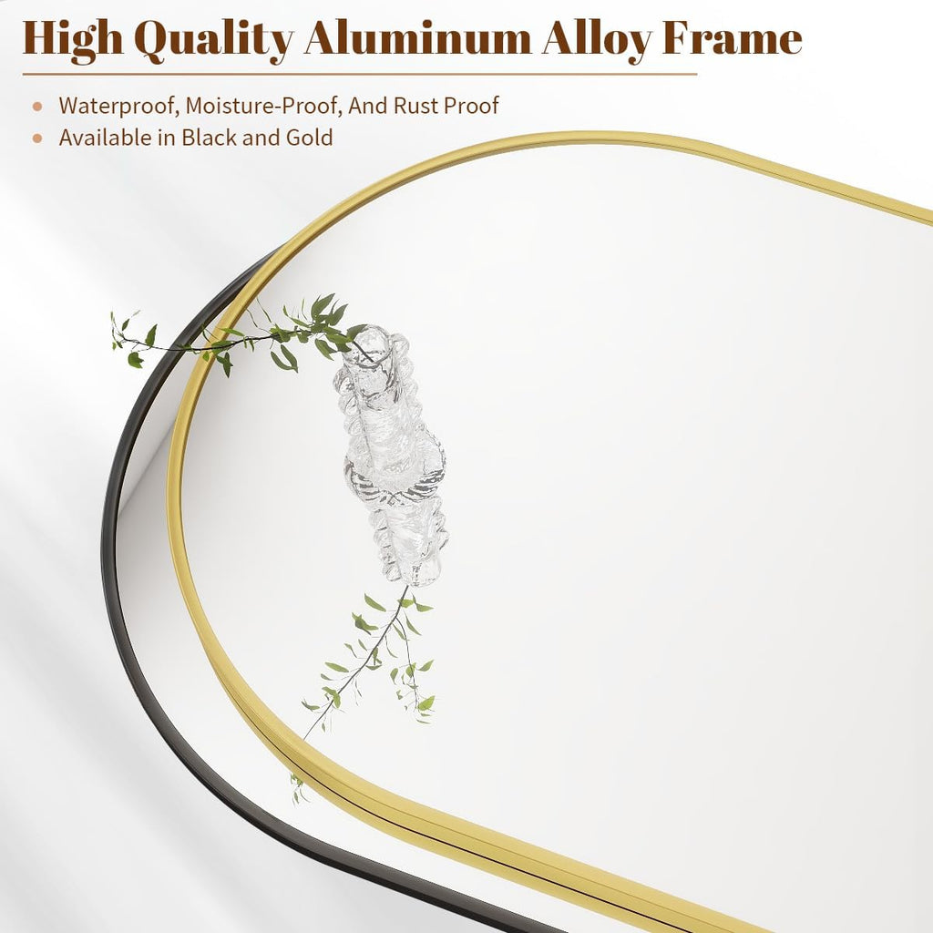 31"x32" Arch Bathroom Wall Mirror, Gold