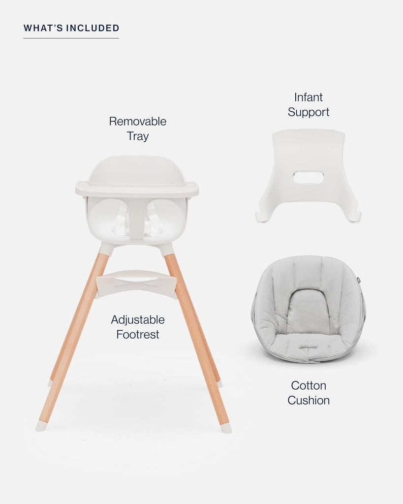 The High Chair Infant Kit - Convertible Wooden High Chair for Babies & Toddlers with Infant Support & Cushion, Grows