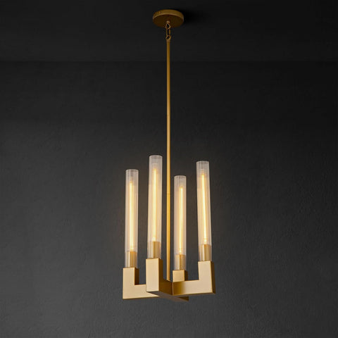 Glass Tube Gold Pendant Lights Kitchen Island, Adjustable Cord Modern Pendant Light Fixtures,Kitchen Pendant Lighting Over Island,Indoor Chandeliers for Bedroom, Included Bulb A114-B0CR4832ZL