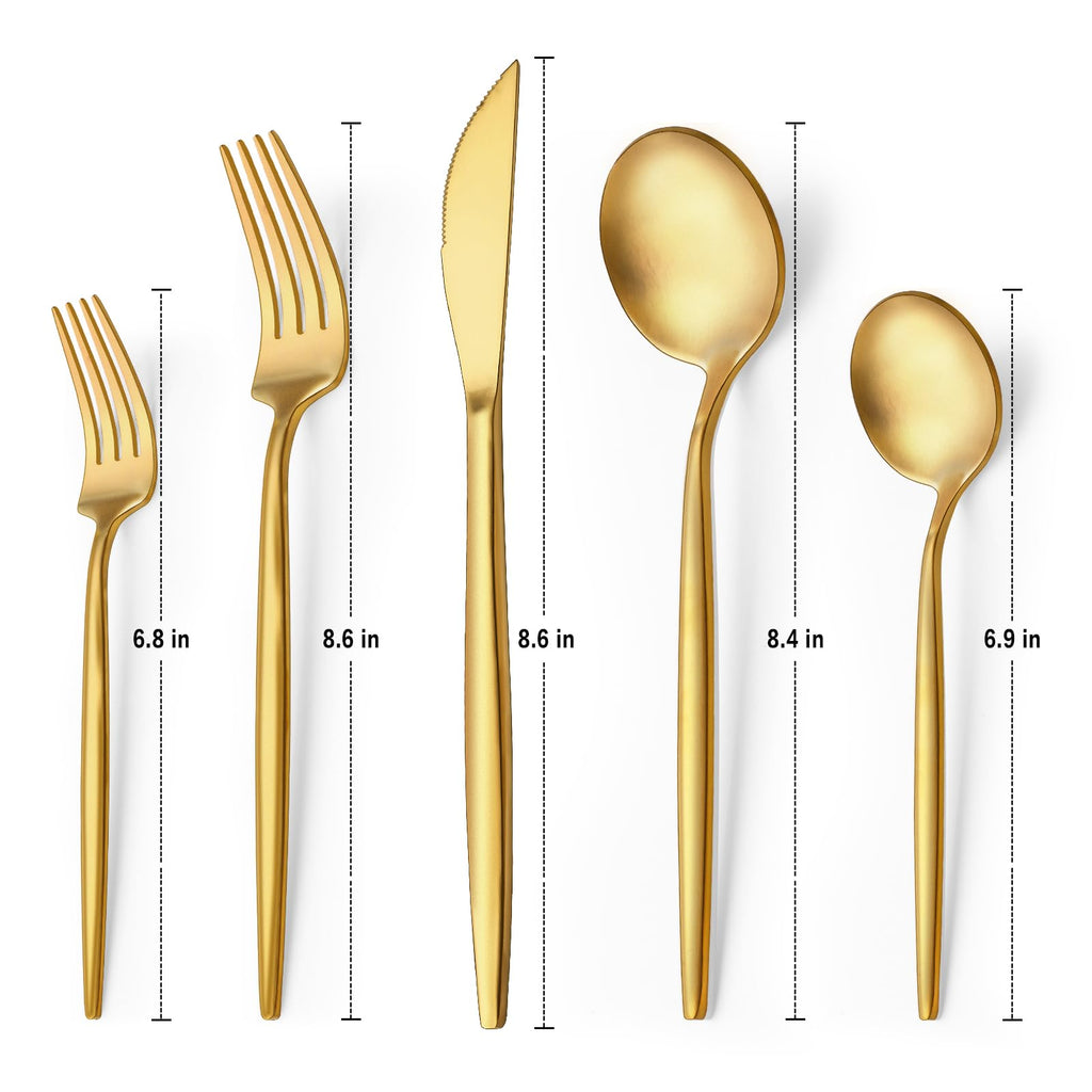 30-Piece Gold Silverware Set, Flatware Set for 6, Food-Grade Stainless Steel Cutlery Set, Includes Spoons Forks