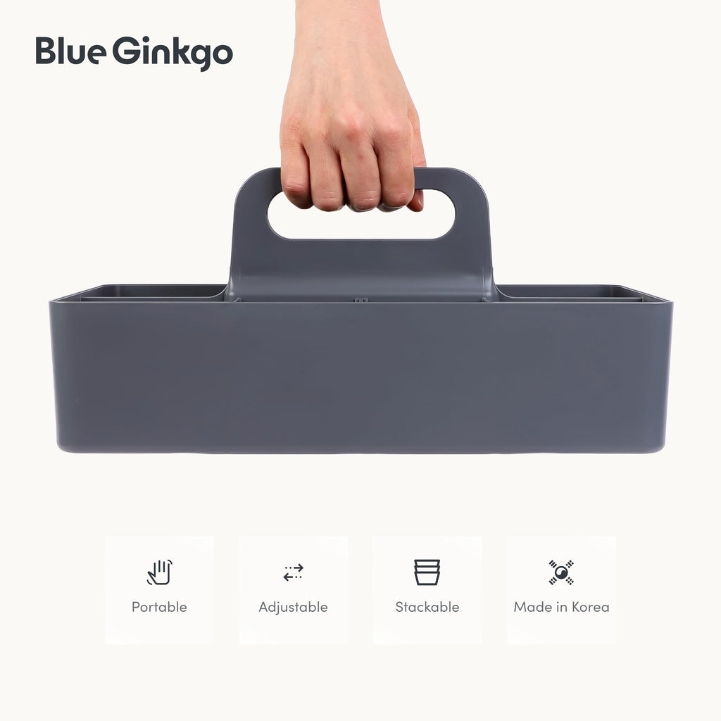 Stackable Organizer Caddy, Long, Grey, Made in Korea