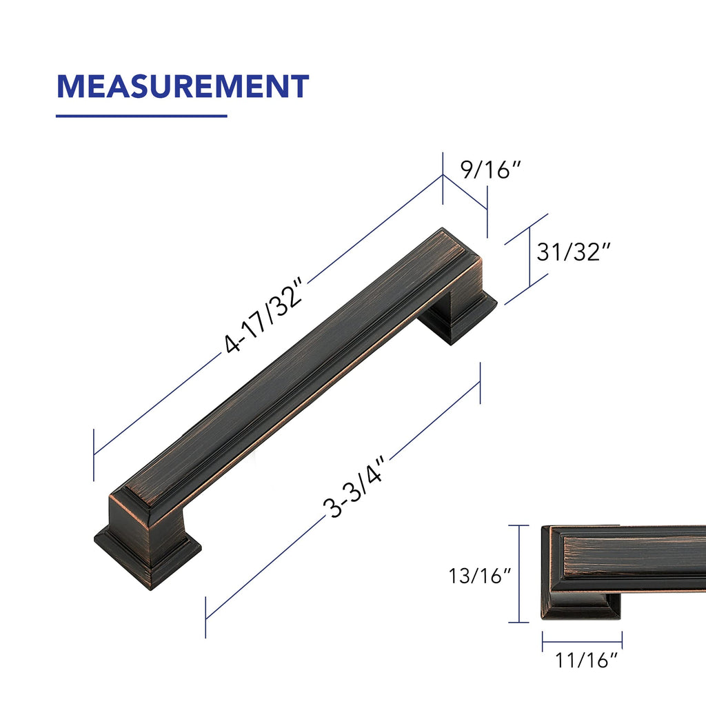 Oil Rubbed Bronze Cabinet Pulls 3-3/4 Inch (96mm), 15 Pack
