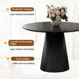 Black Round Dining Table for 4-6, Modern Wood Kitchen Table, 45" Circle Dining Table with Pedestal for Kitchen,Living