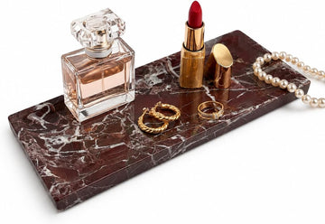 Marble Decorative Tray Decor, Red Vanity Tray Countertop, Small Perfume Tray for Dresser, Luxury Stone Organizer for