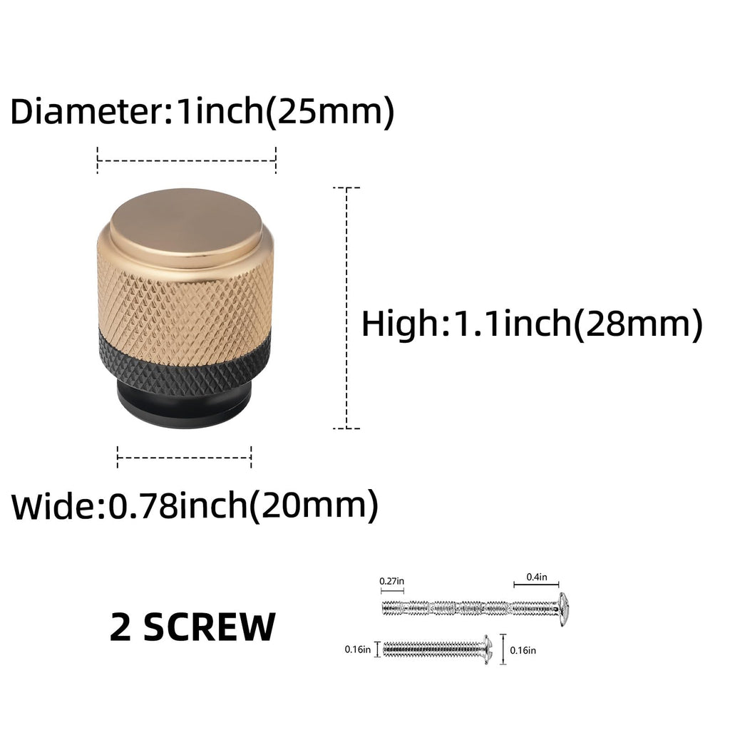 30 Pack Kitchen Cabinet Knobs Matte Black and Champagne Bronze Cabinet Knobs Black Knurled Drawer Knobs Kitchen