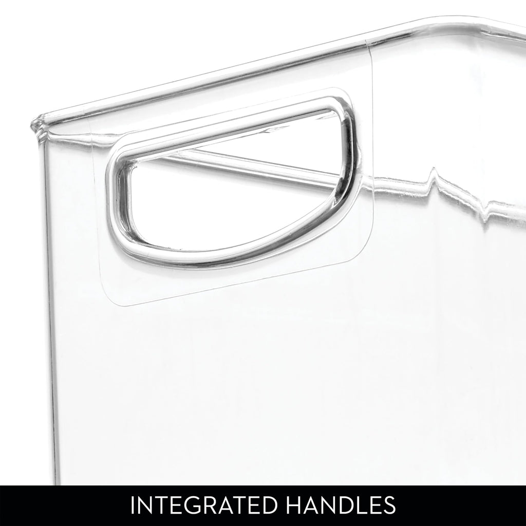 Plastic Stackable Pantry Bin with Handles, Set of 2, Clear