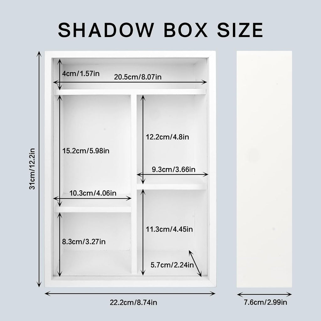 Pet Memorial Shadow Box with Shelves 8.5 X 12 X 3