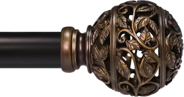 Curtain Rods For Windows 28 to 48 Inches, 1 Inch Heavy-Duty Adjustable Decorative Curtain Rods With Branches Leaves
