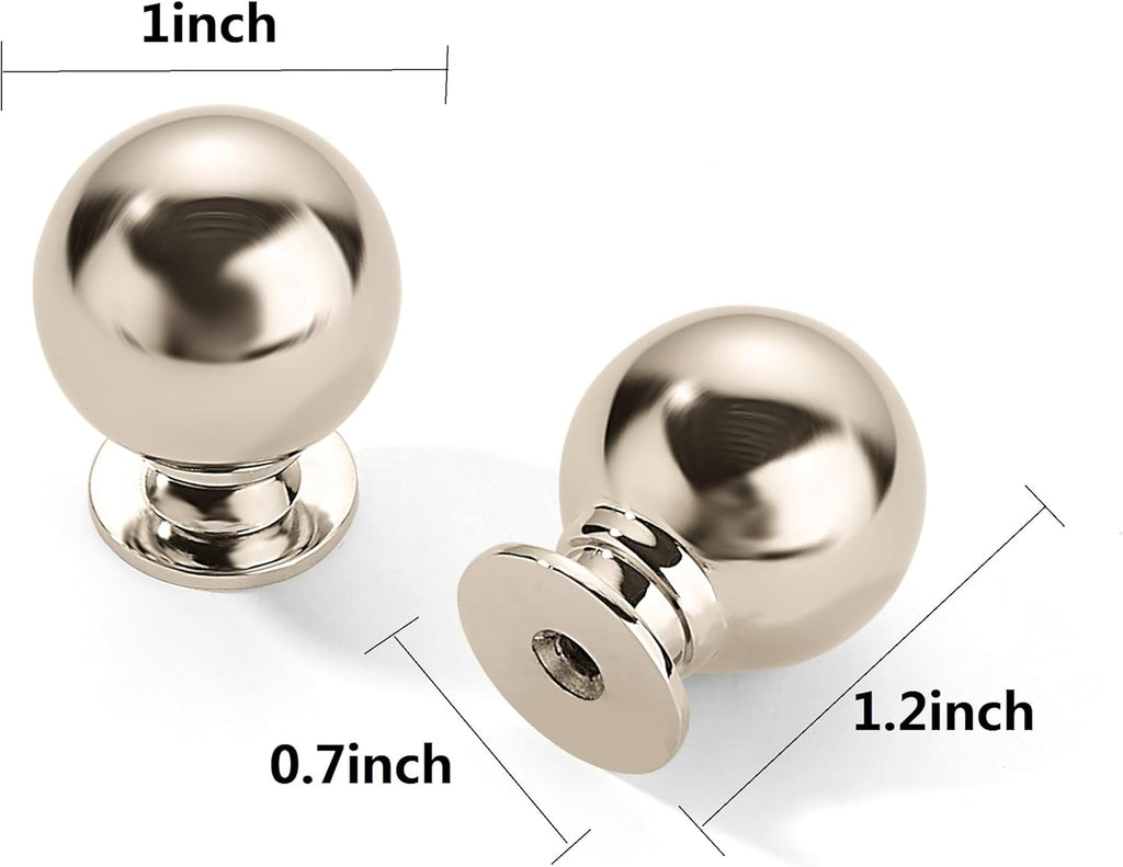 20 Pack 1 Inch Vintage Ball Polished Nickel Cabinet Knobs Kitchen Cabinet Hardware Drawer Knobs Pulls for Drawers.