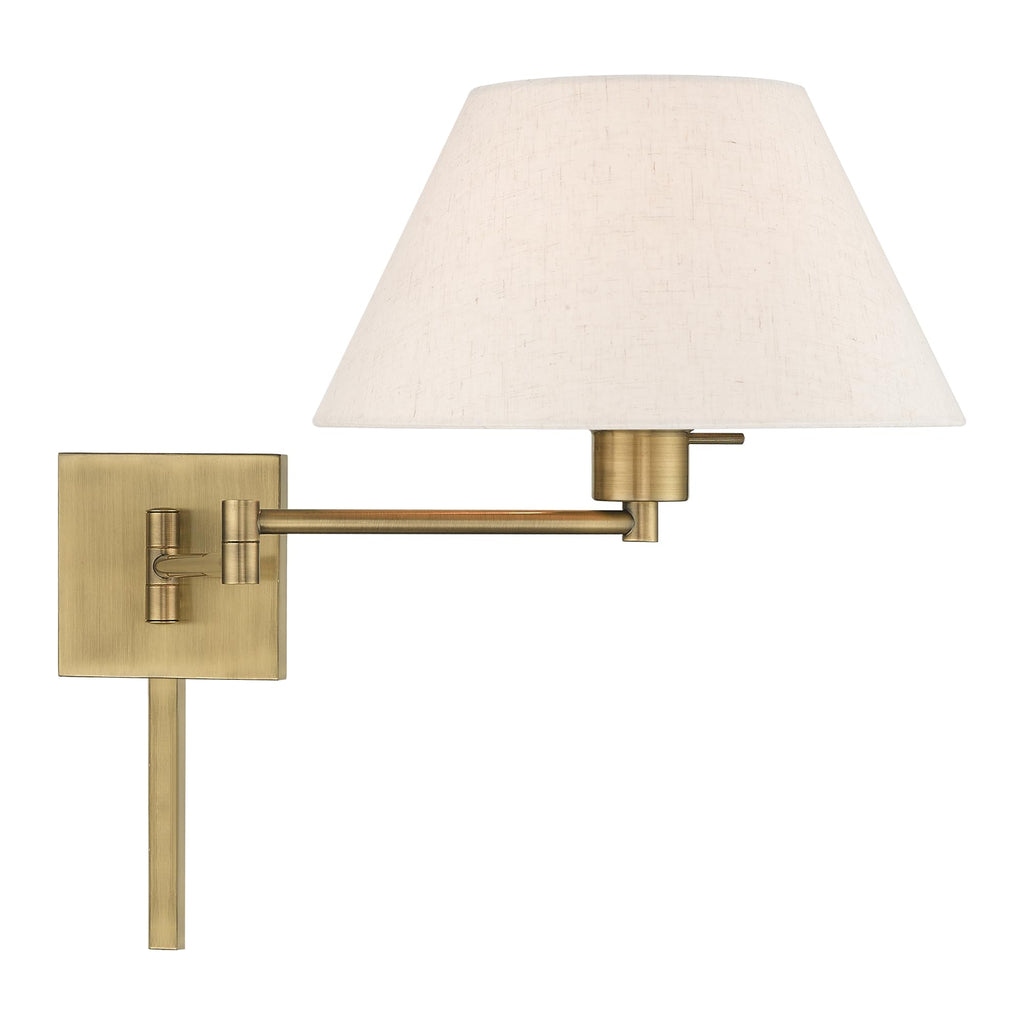 01 1-Light Swing Arm Wall Light, Antique Brass