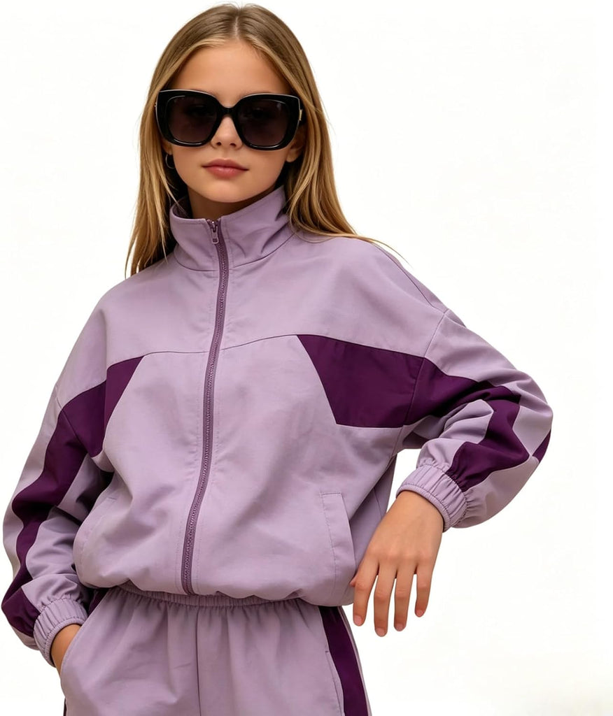 Girls Clothes 2 Piece Zip Up Sweatshirt & Pants Casual Teen Girls Fall Winter Outfit Set