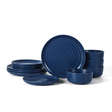 Ion 12-Piece Dinnerware Set Stoneware, Blue