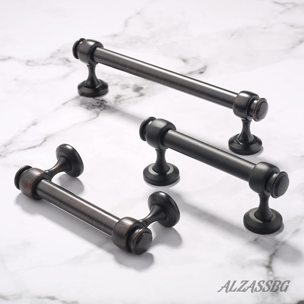10 Pack Oil Rubbed Bronze Cabinet Pulls, 5 Inch(128mm) Hole Centers Cabinet Handles Kitchen Hardware Straight Bar for