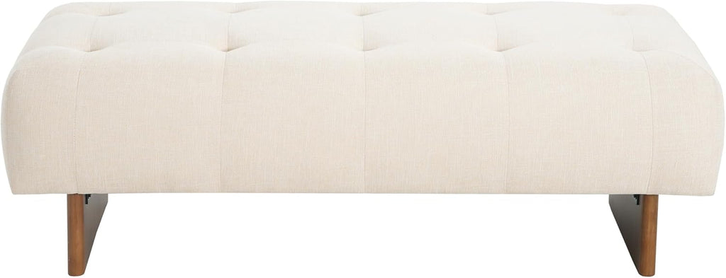 Yvone Modern Upholstered Ottoman Bench, Minimalist Wooden Entryway Bench, Living Room Sofa Extra Seat, Ottoman End of