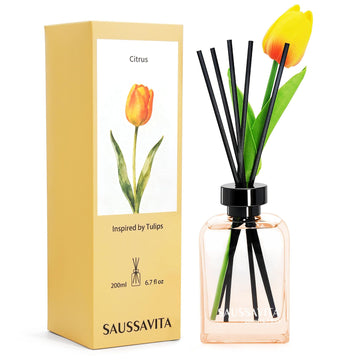 Flower Reed Diffuser Set Citrus Scent 6.76 oz for 120 Days Small Spaces
