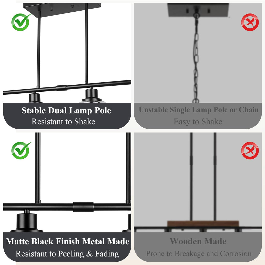 32inch 4-Light Black Simplicity Bar Island Lights Hanging