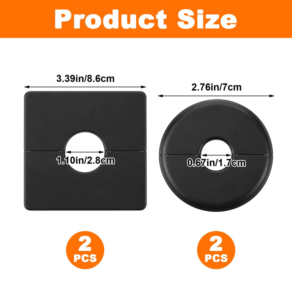 4PCS Escutcheon Plate 1/2" and 1" Round hole Wall Split Flange