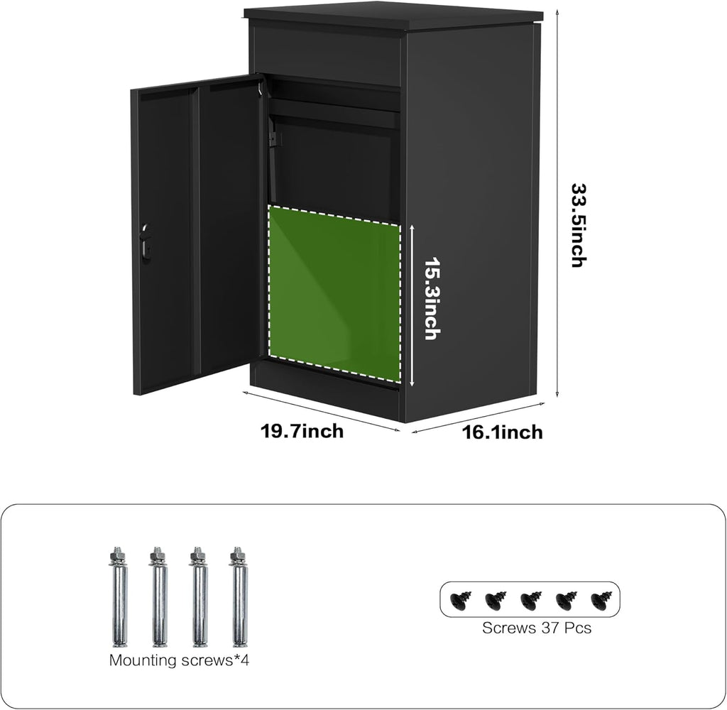 Package Delivery Boxes Parcel 19.7”x16.1x”33.5”, Anti-Theft Parcel Mailbox with Coded Lock