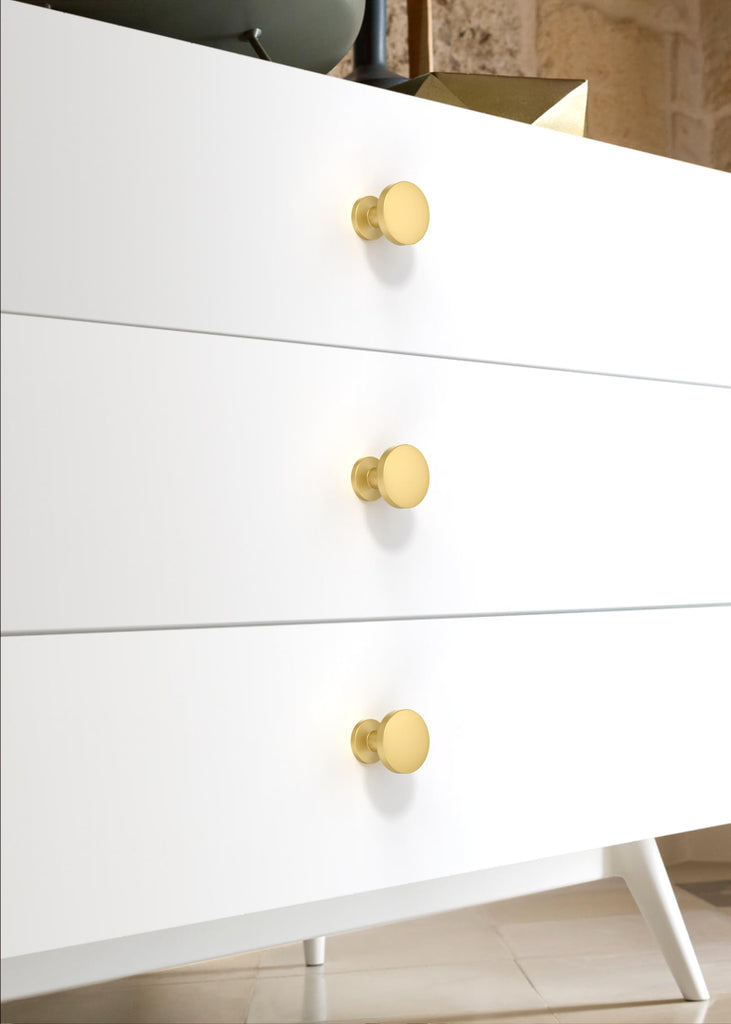 30 Pack Brushed Gold Cabinet Knobs 1-1/5 Inch(30mm) Single Hole Cabinet Pulls Round Kitchen Cabinet Knobs