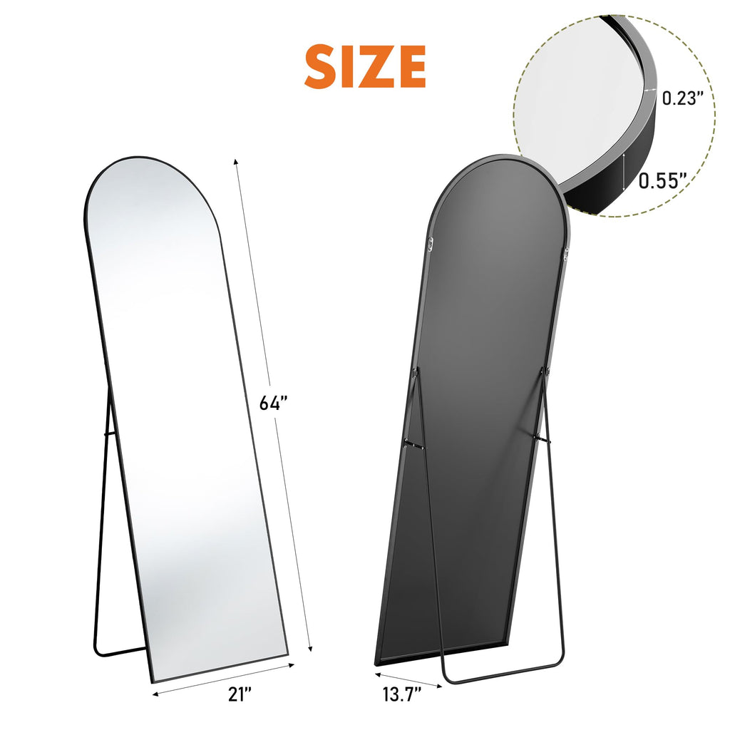 64"x21.5" Arched Full Length Mirror with Stand, Body Mirror