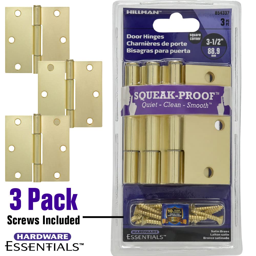 By Door Hinge, 3-1/2in, 3 Count, Brass