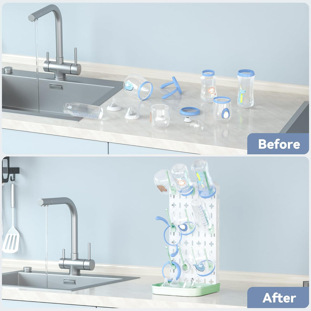 Baby Bottle Drying Rack Baby Bottle Holder Space Saving Bottle Dryer Rack Station Countertop Storage Organizer 12