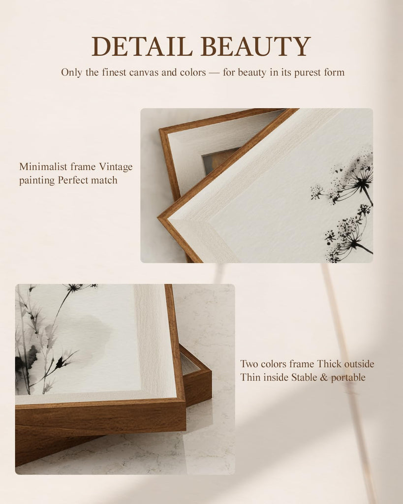 Framed Minimalist Wildflower Botanical Wall Art Set, 10×12 Inch