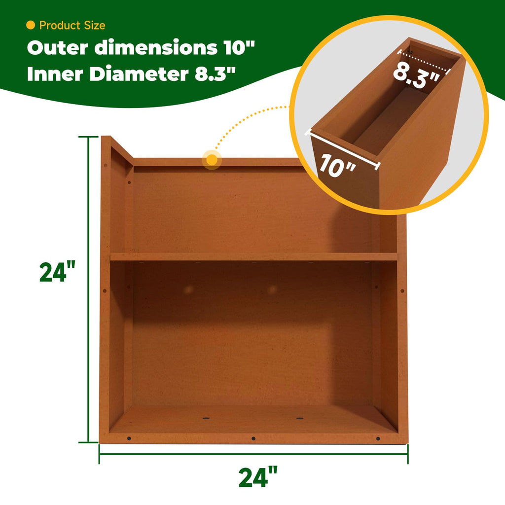Corten Steel Planter 24" L x 10" W x 24" H Rusted Metal Rectangular Planter