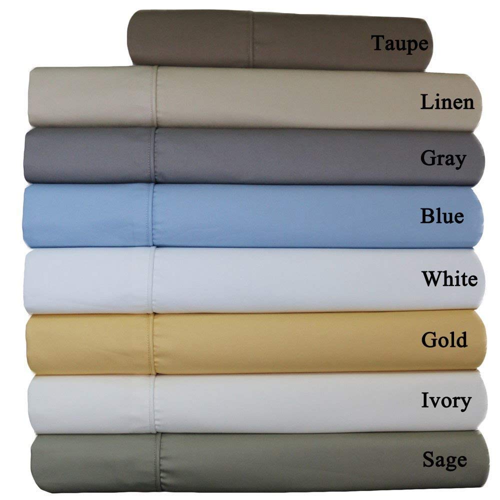 650 Thread Count Cotton Blend King Sheet Set, Sateen, Solid Blue