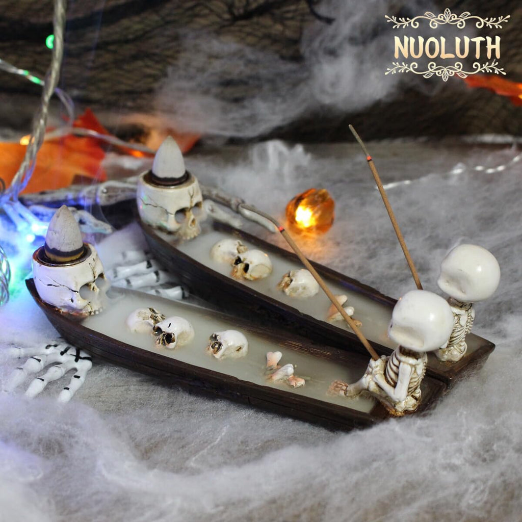 Incense Burner, backflow Incense Burner,Skeleton Ship Incense Holder,Hand-Carved Decorations,Cool Room Decorations