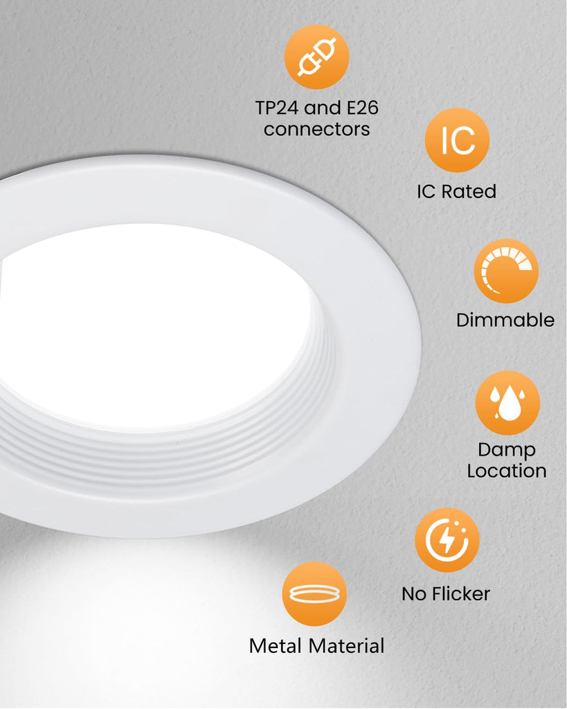 5/6 Inch LED Can Lights - Retrofit Recessed Lighting, 5CCT Selectable Dimmable Recessed Lighting, 13.5W 1200LM Can