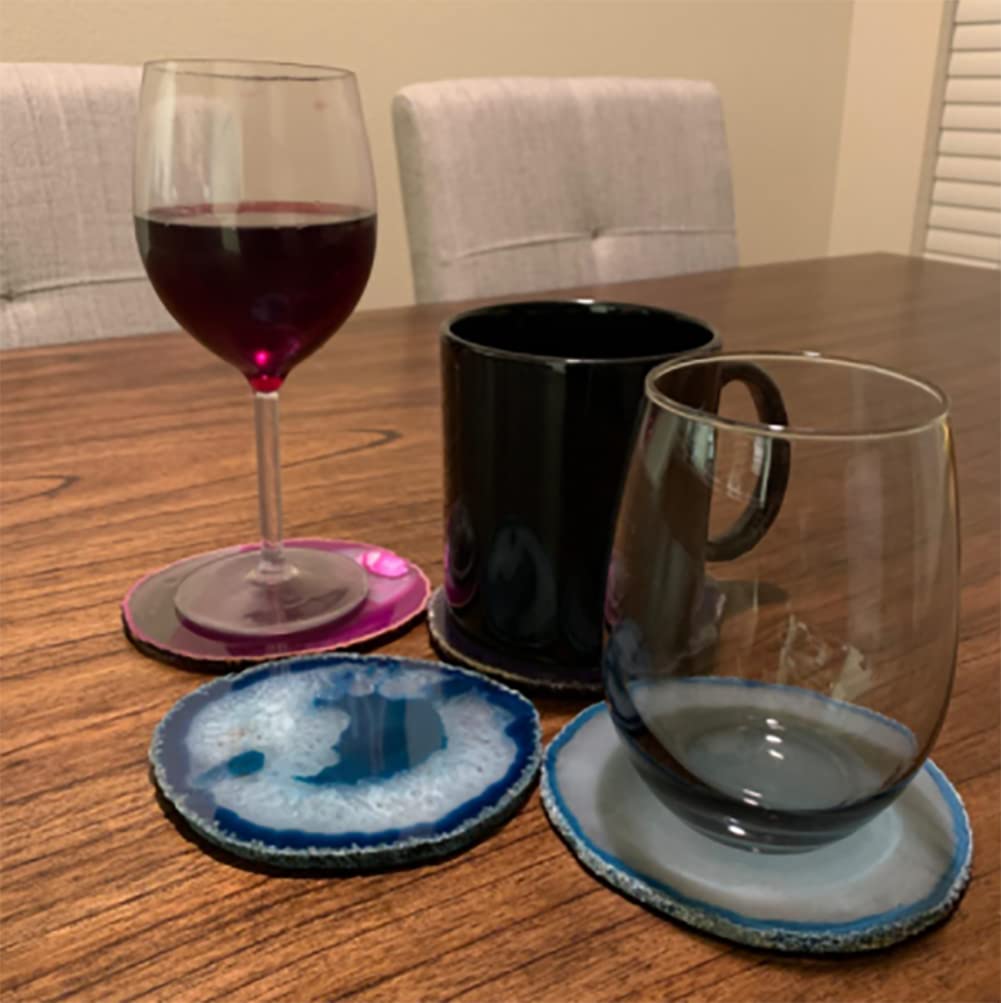 4-5" Mixed Dyed Color Agate Coasters Polished Natural Geode Sliced