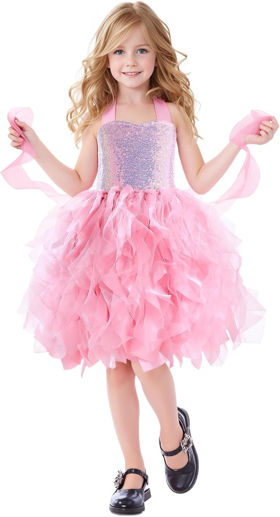 Christmas Tutu Dress for Girls Sequin Tulle Fairy Ball Dresses for Toddler Kid Little Girl Fancy Sparkly Birthday