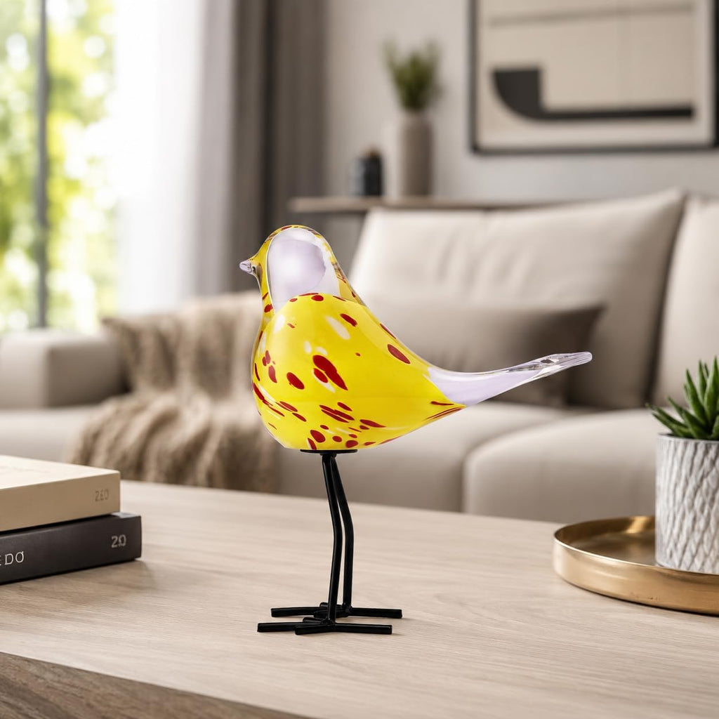 Glass Bird Figurine Ironleg Hand Blown Art Home Decor Gift