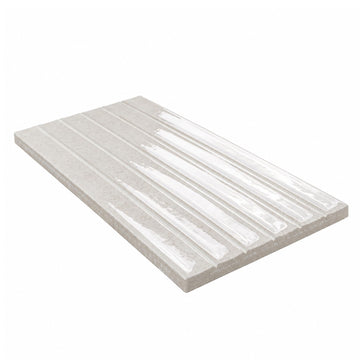 Ivory Glow Glossy Ribbed Ceramic Wall Tile (1 Piece)