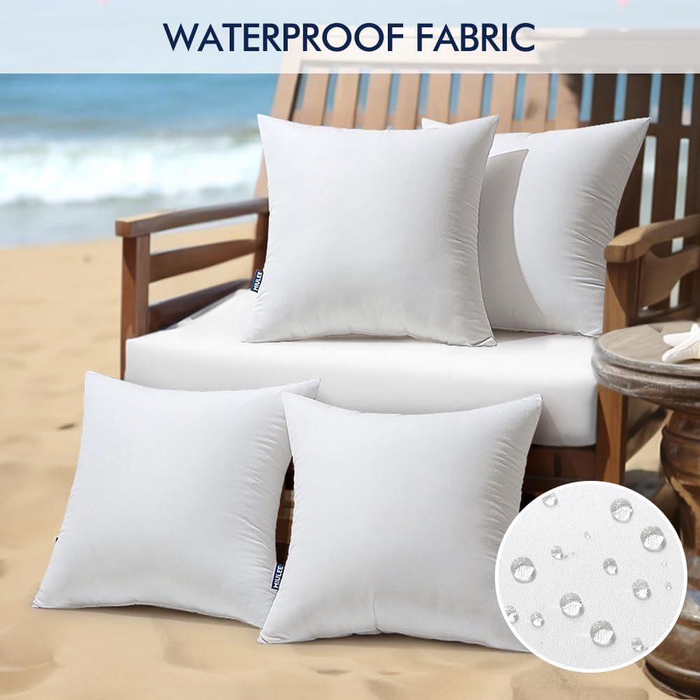 18x18 Inch Outdoor Pillow Inserts Waterproof Pillows - Set of 4