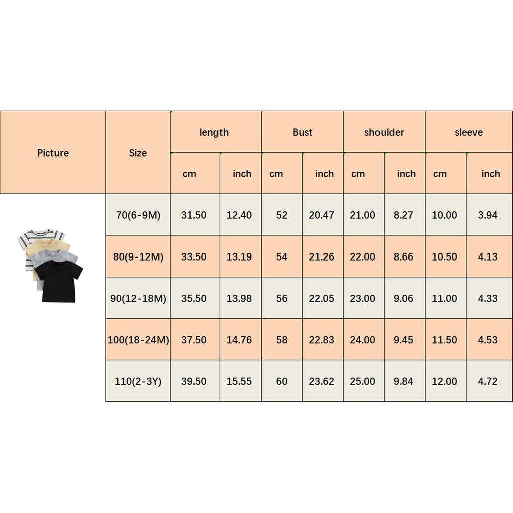 Baby Boy Pack Short Sleeve Crewneck T-Shirts Top Active Tee Toddler Boys' Solid/Striped Cotton T-Shirt