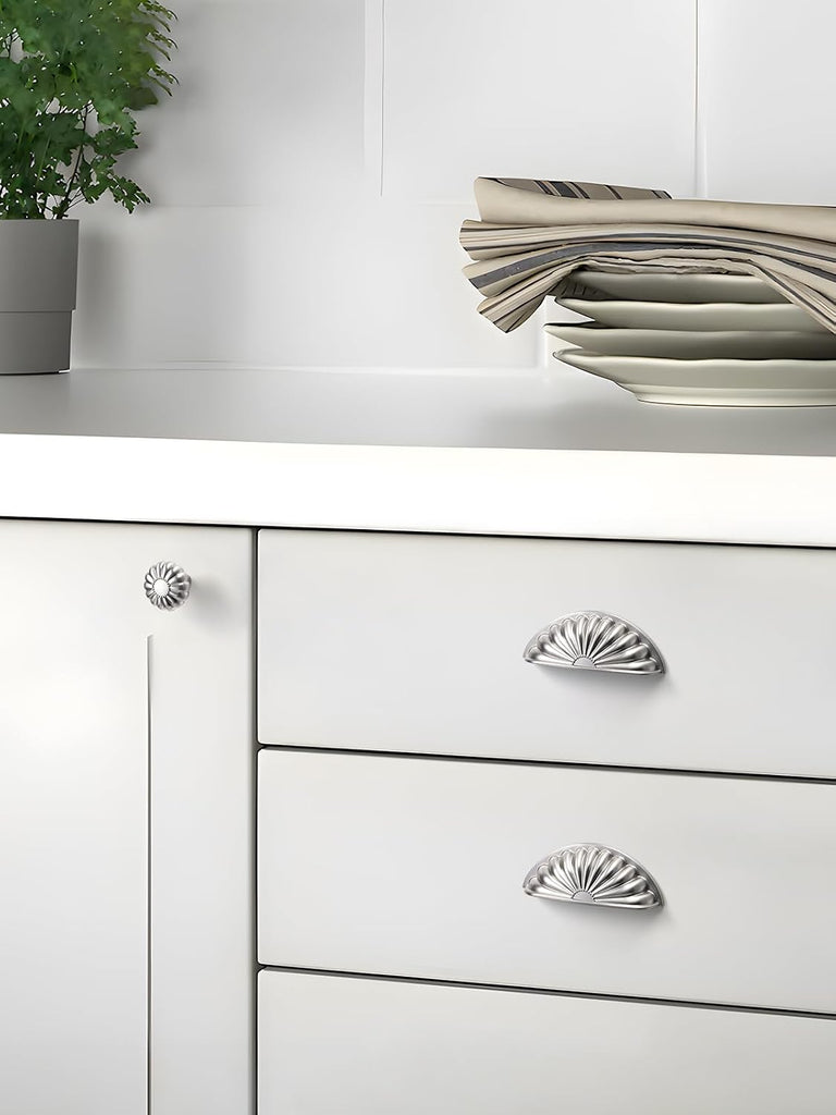 Brushed Nickel Cabinet Cup Pulls 3" Hole Center 5 Pack Silver Drawer Pulls Kitchen Hardware Cabinet Handles Dresser