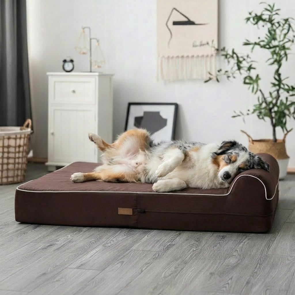 5.5 Inch Thick High Grade Orthopedic Memory Foam Dog Bed With Pillow and Easy to Wash Removable Cover with Anti-Slip