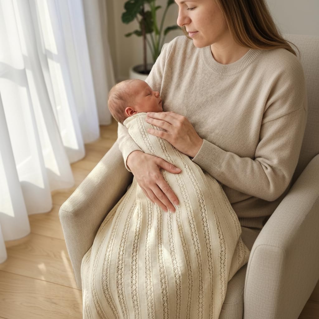 The Vintage Blanket - 100% Organic Cotton Baby Blanket, American Made, 30x40in - Bassinet, Crib, Stroller - Gift