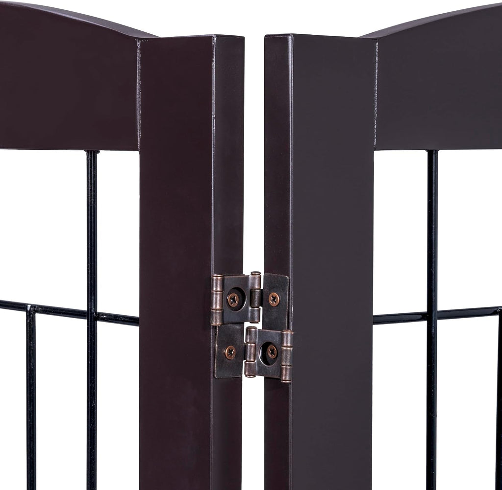 Free Standing Foldable Metal Pet Gate for Dog, 80" Extra Wide 30" H