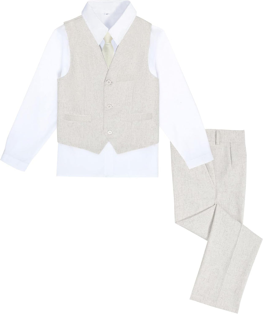 Boys Linen Suit Toddler Wedding Tuxedos Teens Boy Suits Set for Kids
