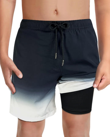 Boys Swim Bathing Trunks with Soft Compression Liner No-Chafing Quick Dry Light UPF 50+ Quality Swimsuit