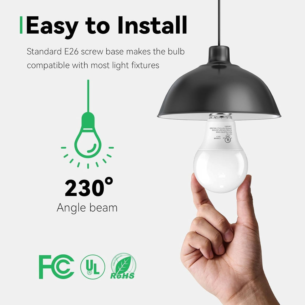 A19 LED Light Bulbs, 4000K Cool Neutral White,60W Eq,E26 Standard Base