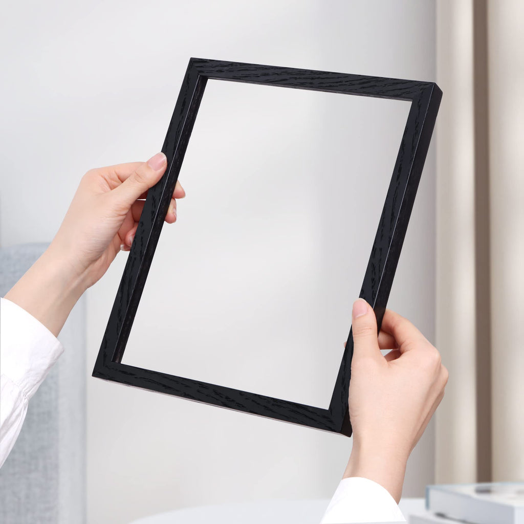 Black Picture Frame 11x14, Rustic Oak Wood 11 x 14 Photo Frames for Wall, 11x14 Frame with Mat for 8x10, Rustic Wood