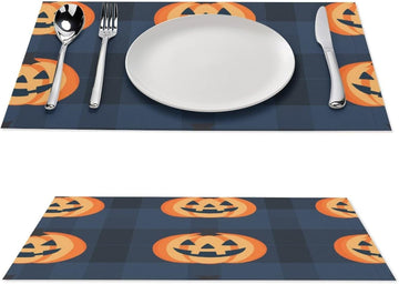 Round Pumpkin Graphic PVC Placemat Washable Dining Table Mat